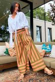 Bloc Stripe Wide Leg Pant Olive & Soft Terracotta